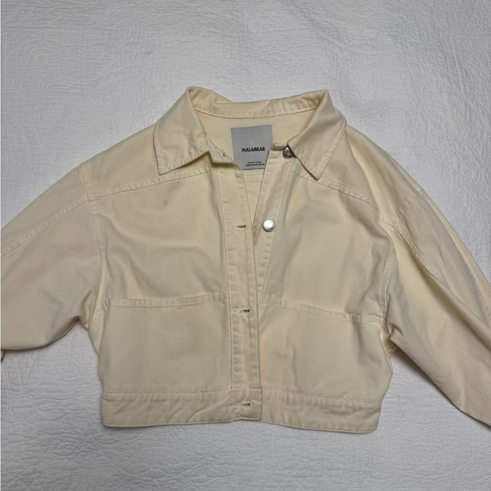 Pull&Bear Cream Button-Up Jacket